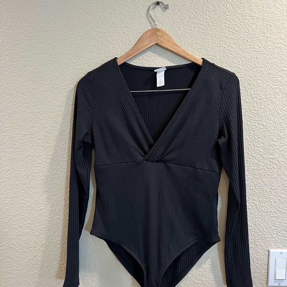H&M Black Ribbed Bodysuit